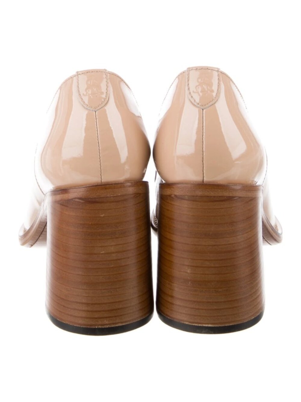 The Office of Angela Scott Miss Cleo Patent Heeled Loafers Latte Tan 37.5 - Picture 4 of 5